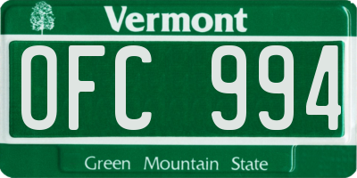 VT license plate OFC994