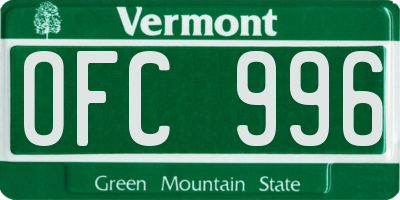 VT license plate OFC996