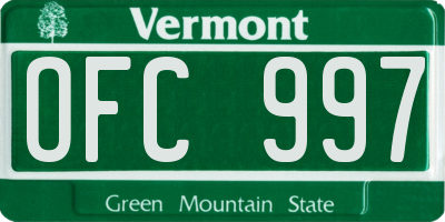 VT license plate OFC997