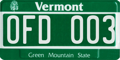 VT license plate OFD003