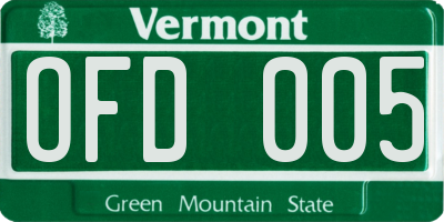 VT license plate OFD005