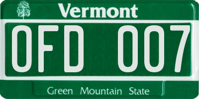 VT license plate OFD007