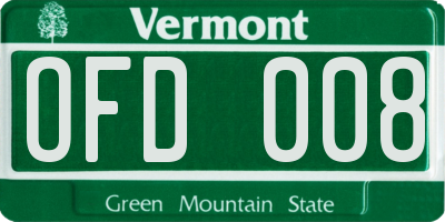 VT license plate OFD008