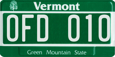 VT license plate OFD010