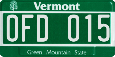 VT license plate OFD015