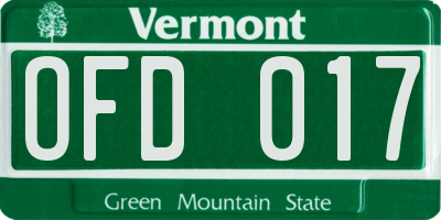 VT license plate OFD017