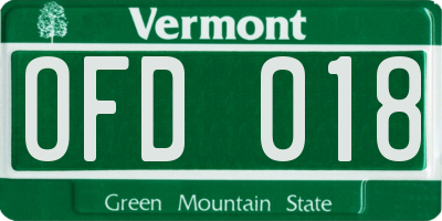 VT license plate OFD018