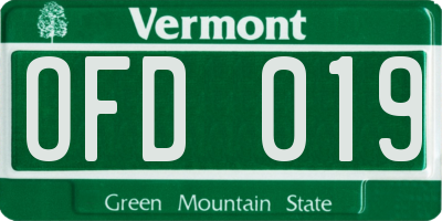 VT license plate OFD019