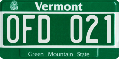VT license plate OFD021