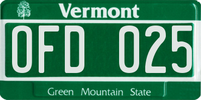 VT license plate OFD025