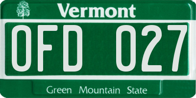 VT license plate OFD027