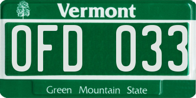 VT license plate OFD033