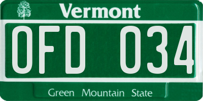 VT license plate OFD034