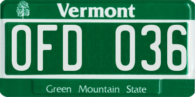 VT license plate OFD036