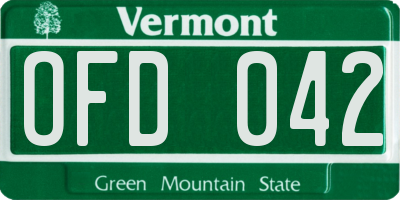 VT license plate OFD042