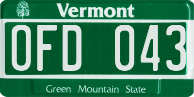 VT license plate OFD043