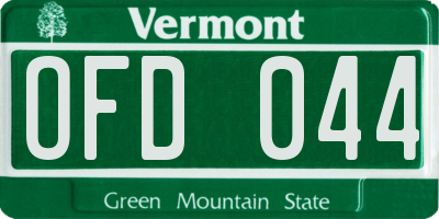 VT license plate OFD044