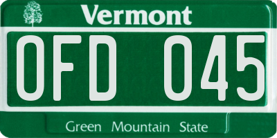 VT license plate OFD045