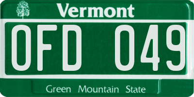 VT license plate OFD049
