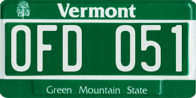 VT license plate OFD051