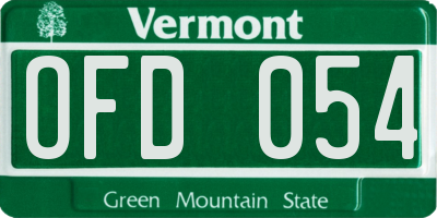 VT license plate OFD054