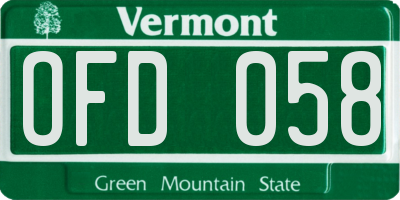 VT license plate OFD058