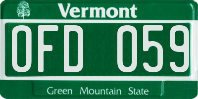 VT license plate OFD059