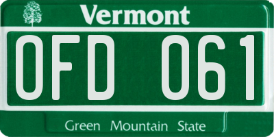 VT license plate OFD061