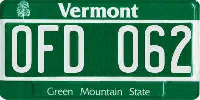 VT license plate OFD062