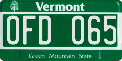 VT license plate OFD065