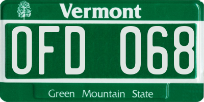 VT license plate OFD068