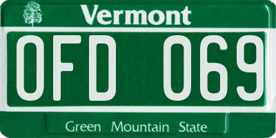 VT license plate OFD069