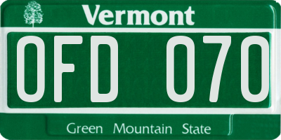 VT license plate OFD070