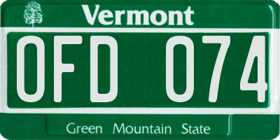 VT license plate OFD074