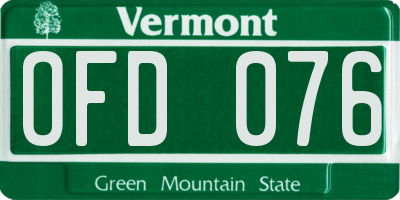 VT license plate OFD076