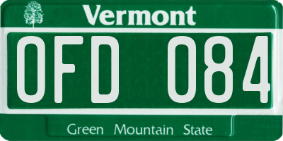 VT license plate OFD084