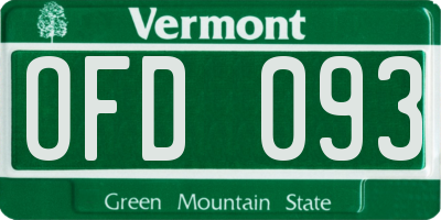 VT license plate OFD093