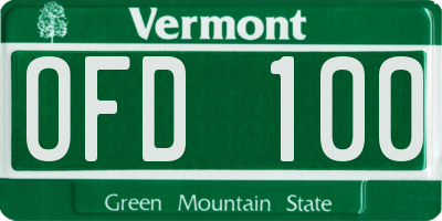 VT license plate OFD100