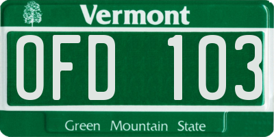 VT license plate OFD103