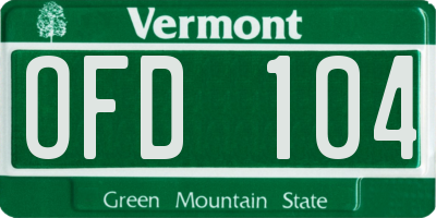 VT license plate OFD104