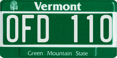 VT license plate OFD110