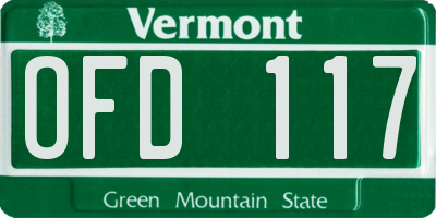 VT license plate OFD117