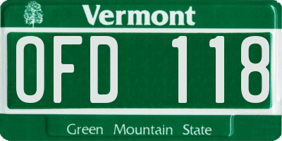 VT license plate OFD118