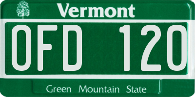 VT license plate OFD120