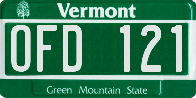 VT license plate OFD121
