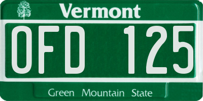 VT license plate OFD125