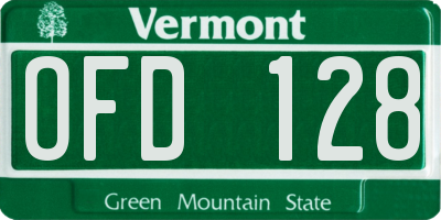 VT license plate OFD128