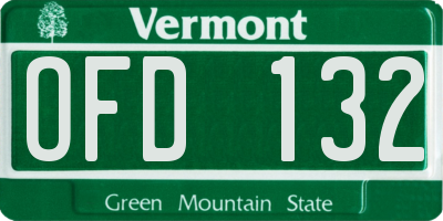 VT license plate OFD132