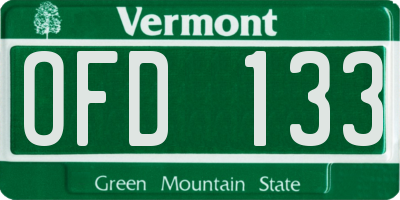 VT license plate OFD133
