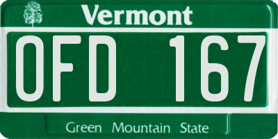 VT license plate OFD167